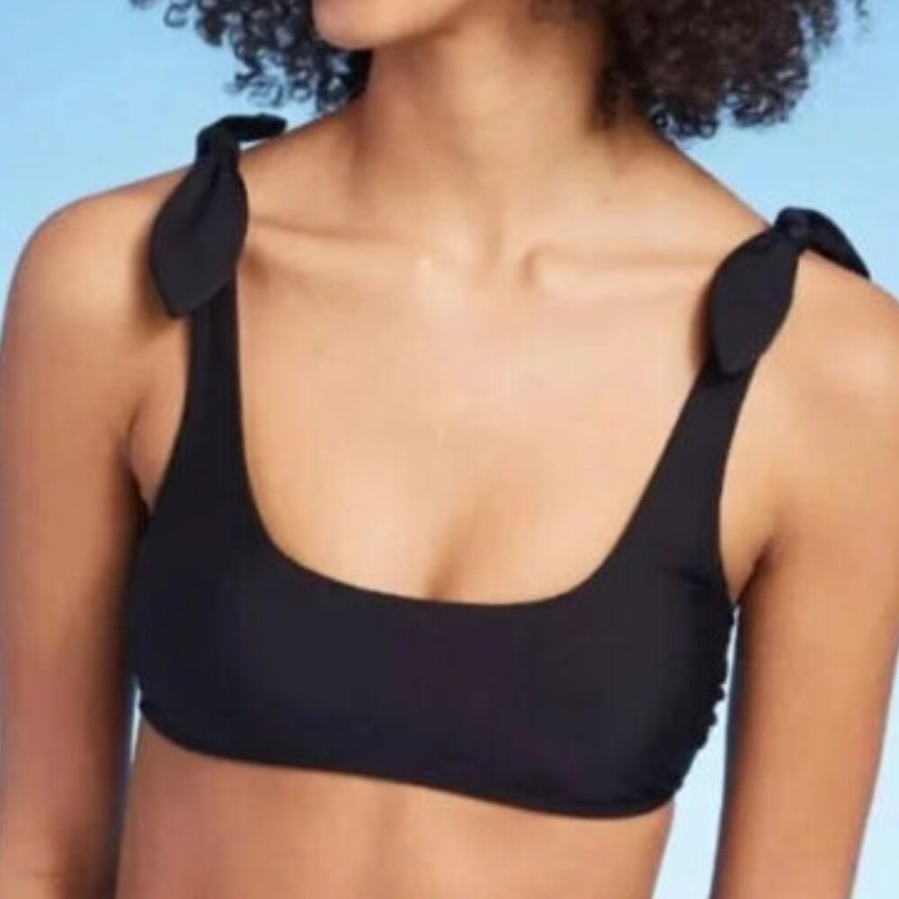 NEW Xhilaration Black Shoulder Tie Bikini Top XL